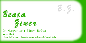 beata zimer business card
